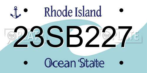 23SB227 Rhode Island License Plate