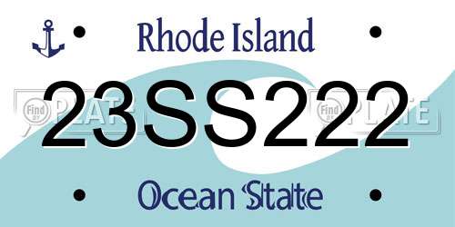 23SS222 Rhode Island License Plate