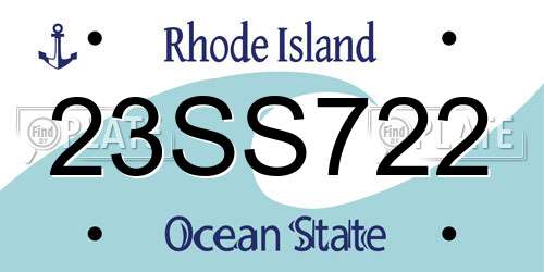 23SS722 Rhode Island License Plate
