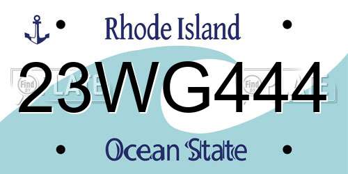 23WG444 Rhode Island License Plate