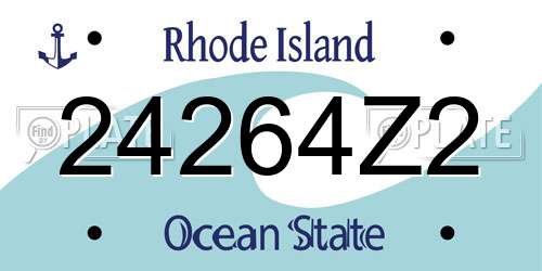 24264Z2 Rhode Island License Plate