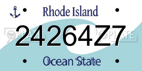 24264Z7 Rhode Island License Plate