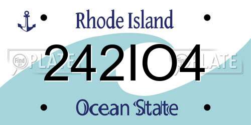 242IO4 Rhode Island License Plate