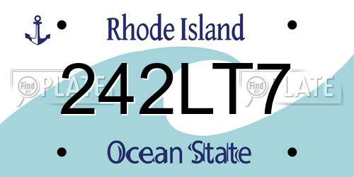 242LT7 Rhode Island License Plate