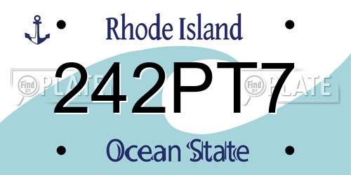 242PT7 Rhode Island License Plate