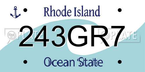 243GR7 Rhode Island License Plate