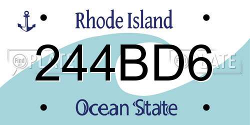244BD6 Rhode Island License Plate