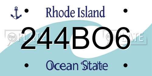 244BO6 Rhode Island License Plate