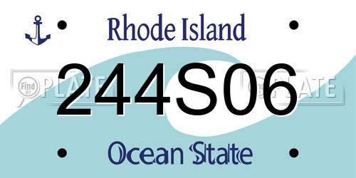 244S06 Rhode Island License Plate