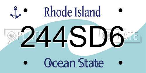 244SD6 Rhode Island License Plate