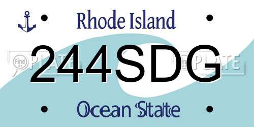 244SDG Rhode Island License Plate
