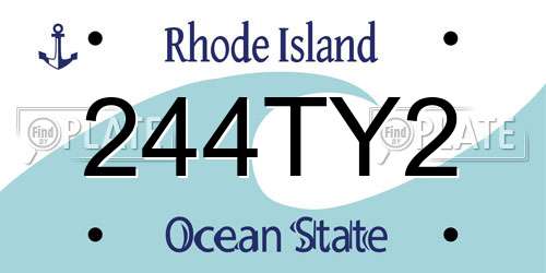 244TY2 Rhode Island License Plate
