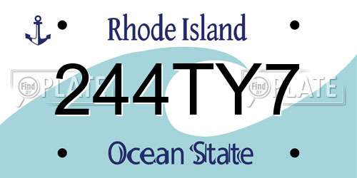 244TY7 Rhode Island License Plate