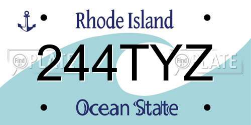 244TYZ Rhode Island License Plate