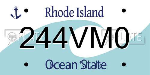 244VM0 Rhode Island License Plate