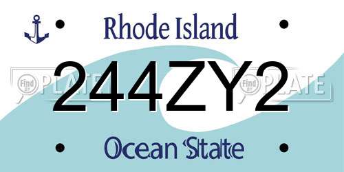 244ZY2 Rhode Island License Plate