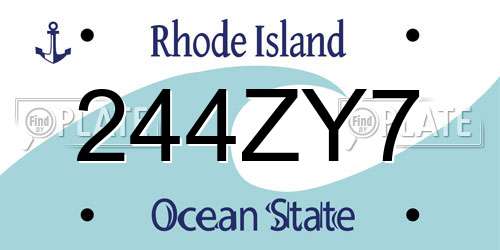 244ZY7 Rhode Island License Plate