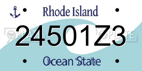 24501Z3 Rhode Island License Plate