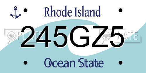 245GZ5 Rhode Island License Plate