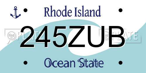 245ZUB Rhode Island License Plate