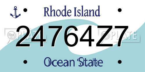 24764Z7 Rhode Island License Plate