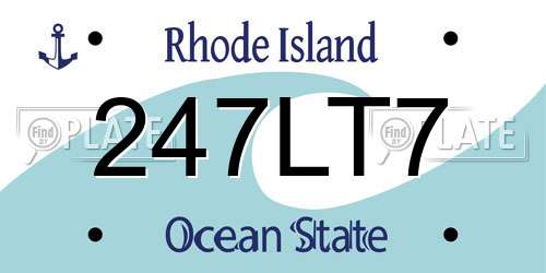 247LT7 Rhode Island License Plate