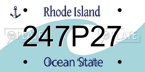 247P27 Rhode Island License Plate