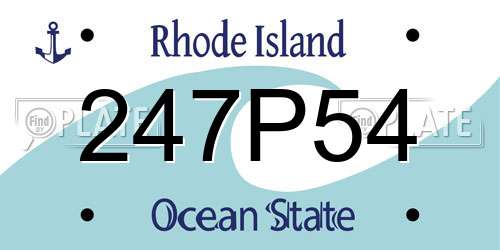 247P54 Rhode Island License Plate