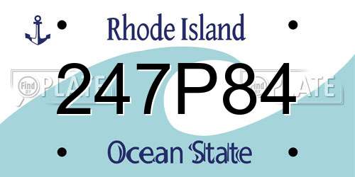 247P84 Rhode Island License Plate
