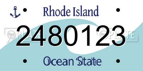 2480123 Rhode Island License Plate