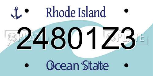24801Z3 Rhode Island License Plate