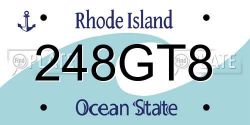 248GT8 Rhode Island License Plate