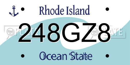 248GZ8 Rhode Island License Plate