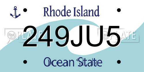 249JU5 Rhode Island License Plate