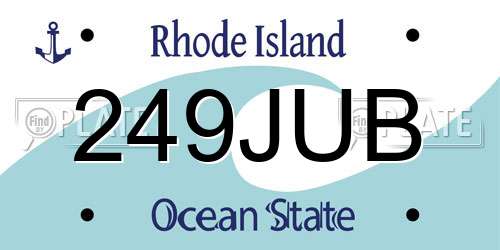 249JUB Rhode Island License Plate