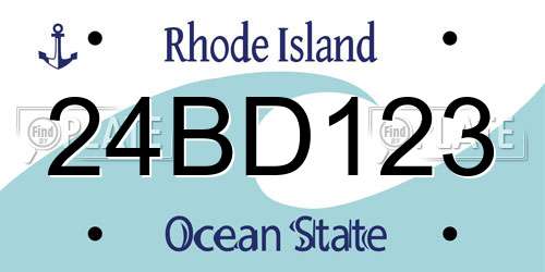 24BD123 Rhode Island License Plate