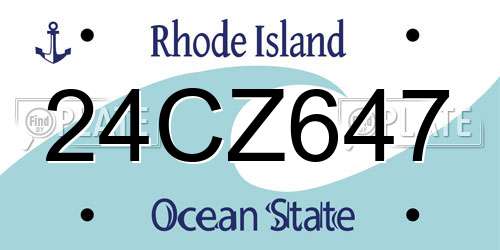 24CZ647 Rhode Island License Plate