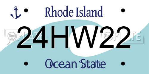 24HW22 Rhode Island License Plate