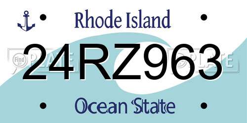 24RZ963 Rhode Island License Plate
