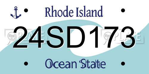 24SD173 Rhode Island License Plate