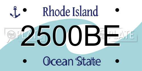 2500BE Rhode Island License Plate