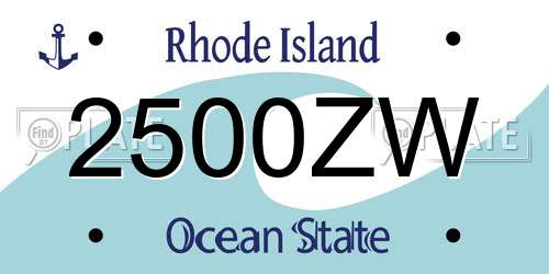 2500ZW Rhode Island License Plate