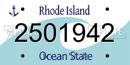 2501942 Rhode Island License Plate