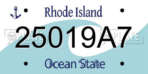 25019A7 Rhode Island License Plate