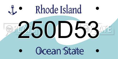 250D53 Rhode Island License Plate