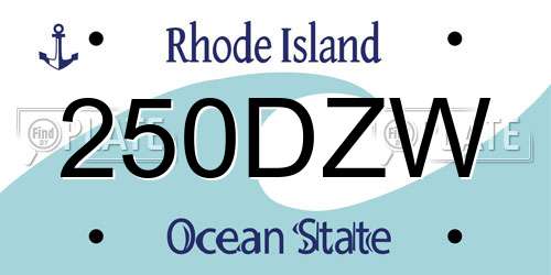 250DZW Rhode Island License Plate