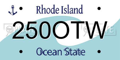 250OTW Rhode Island License Plate