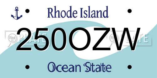 250OZW Rhode Island License Plate