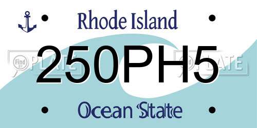 250PH5 Rhode Island License Plate