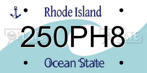 250PH8 Rhode Island License Plate